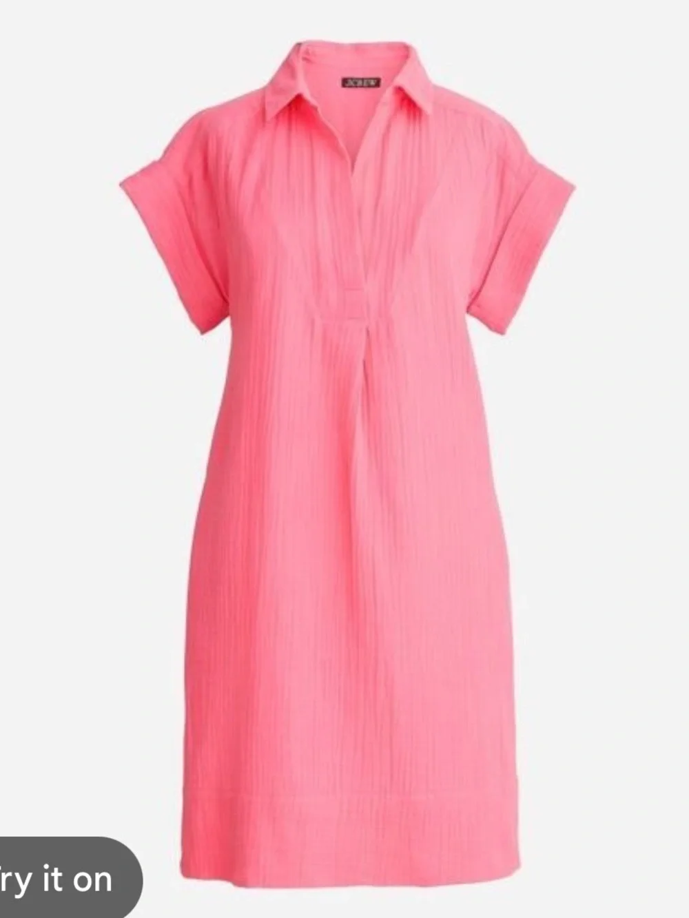 J. Crew V Neck Shirt Dress in Cotton Gauze Tea Rose Pink Large